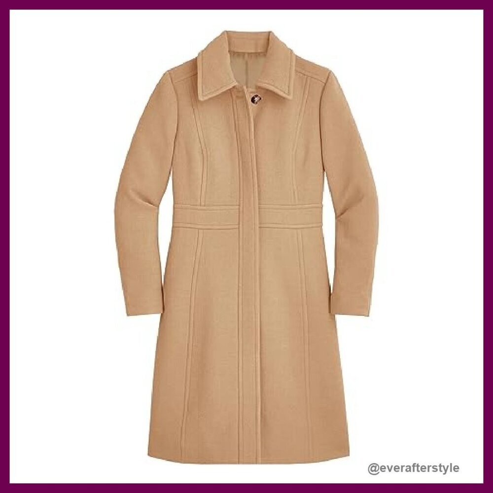 Elegant Single Breasted Wool Blend Pea Coat Classic Chic Work Office Wear - Picture 4 of 7